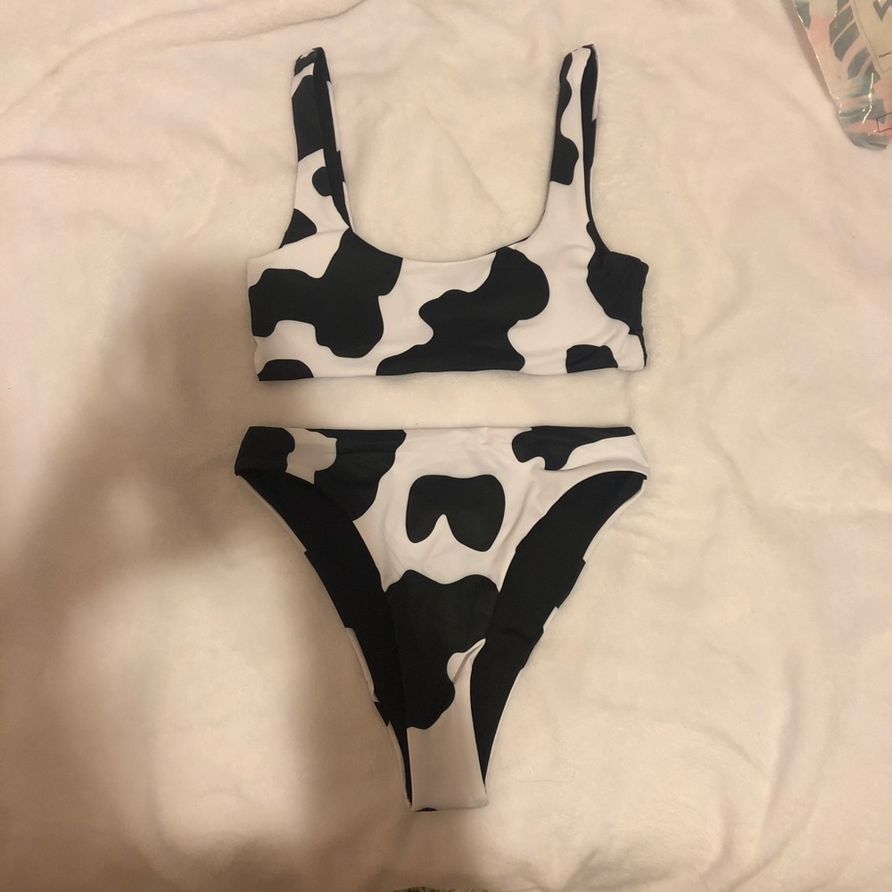 shein cow print bikini